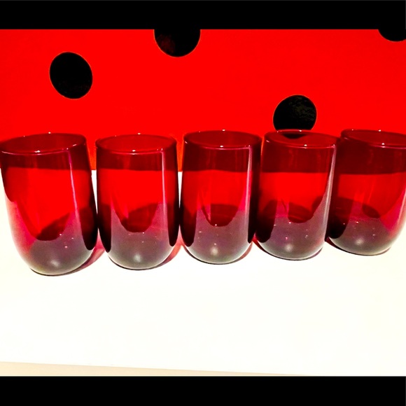 Vintage Ruby Red Mini Tumbler Drinking Glasses♥️